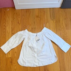 NWT - Zara White Off-Shoulder Women's Top
